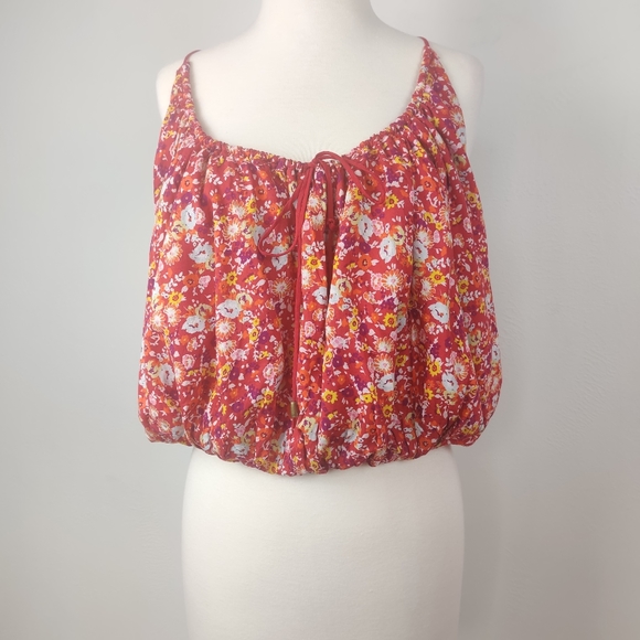 Free People Daisy Babe Crop Bubble Halter Tie Top Large NWOT - Picture 3 of 11